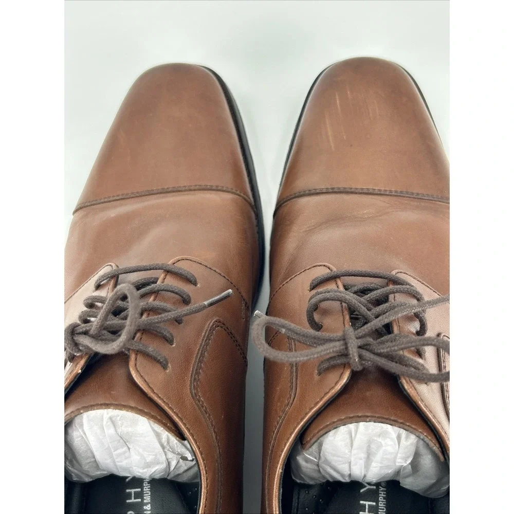 Johnston & Murphy Mens Brown Leather Cap Toe Oxford‎ Dress Shoes 24-9150
